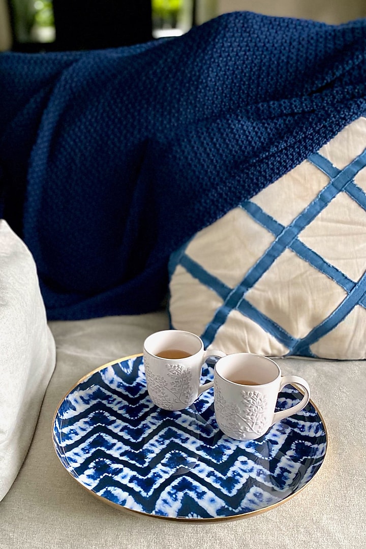 Blue Bali Falls Printed Round Serving Tray by Faaya Gifting at Pernia's Pop Up Shop