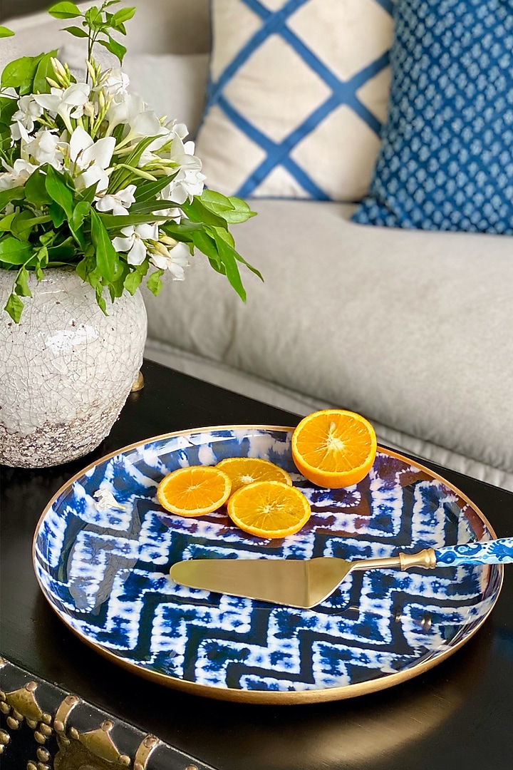 Blue Bali Falls Printed Round Serving Tray by Faaya Gifting at Pernia's Pop Up Shop
