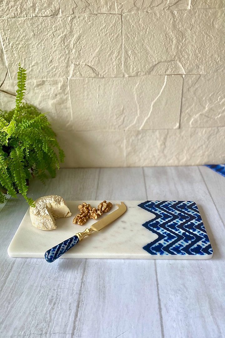 Blue Bali Falls Marble Cheeseboard With Cheese Knife by Faaya Gifting at Pernia's Pop Up Shop