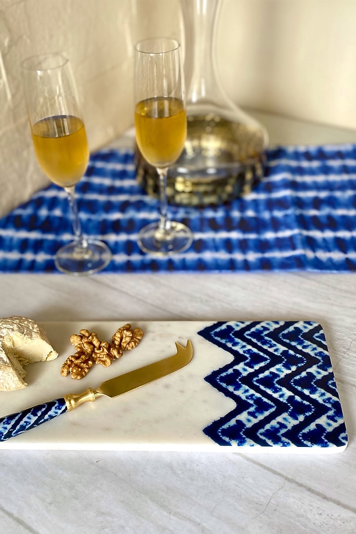 Blue Bali Falls Marble Cheeseboard With Cheese Knife by Faaya Gifting at Pernia's Pop Up Shop