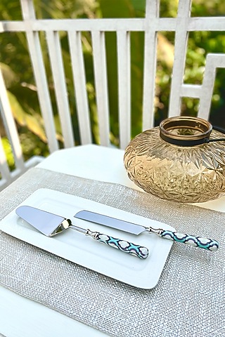 Moroccan Mint Cake Server & Knife Set by Faaya Gifting