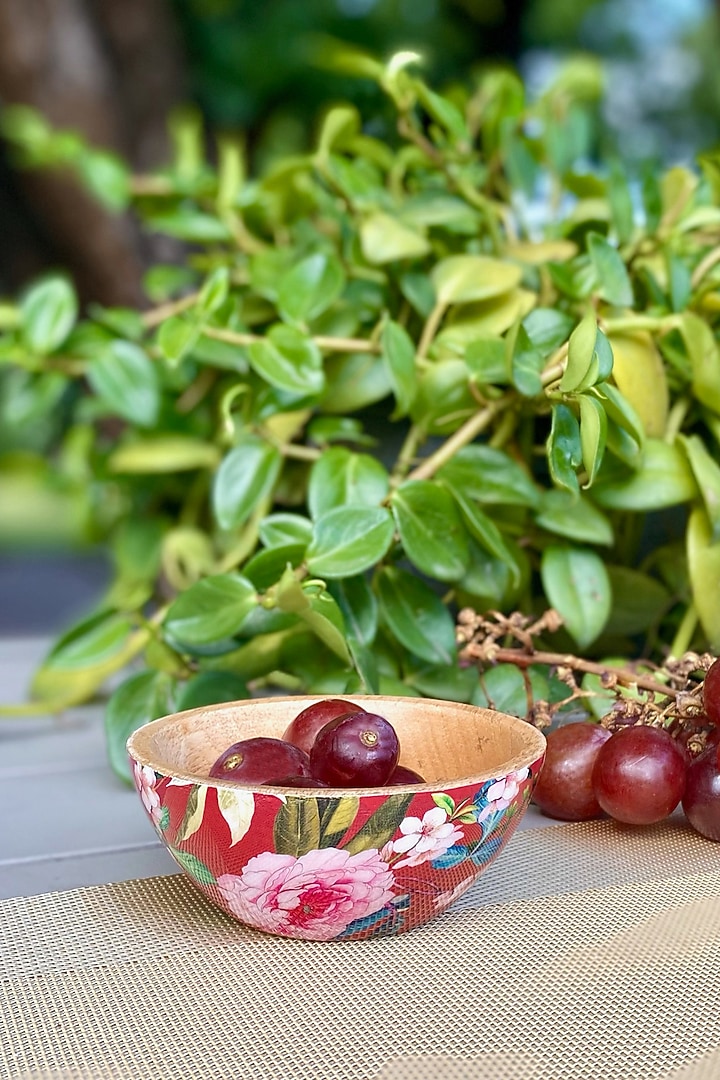 Rust Windsor Blooms Oval Printed Platter With Dip Bowl by Faaya Gifting at Pernia's Pop Up Shop