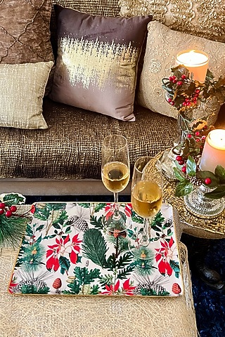 Multi-Colored Pine Iron Serving Tray by Faaya Gifting