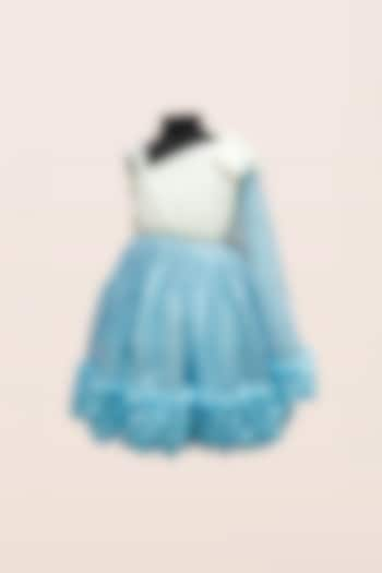 Sky Blue & White Sequins Tulle One-Shoulder Bow Dress For Girls by Fairy Frills at Pernia's Pop Up Shop