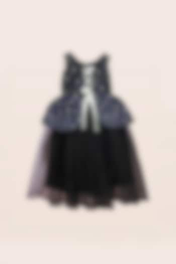 Black Tulle & Satin Layered Dress For Girls by Fairy Frills at Pernia's Pop Up Shop