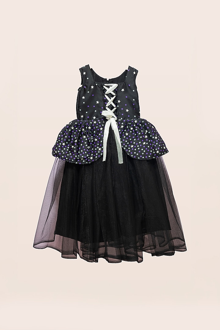 Black Tulle & Satin Layered Dress For Girls by Fairy Frills at Pernia's Pop Up Shop