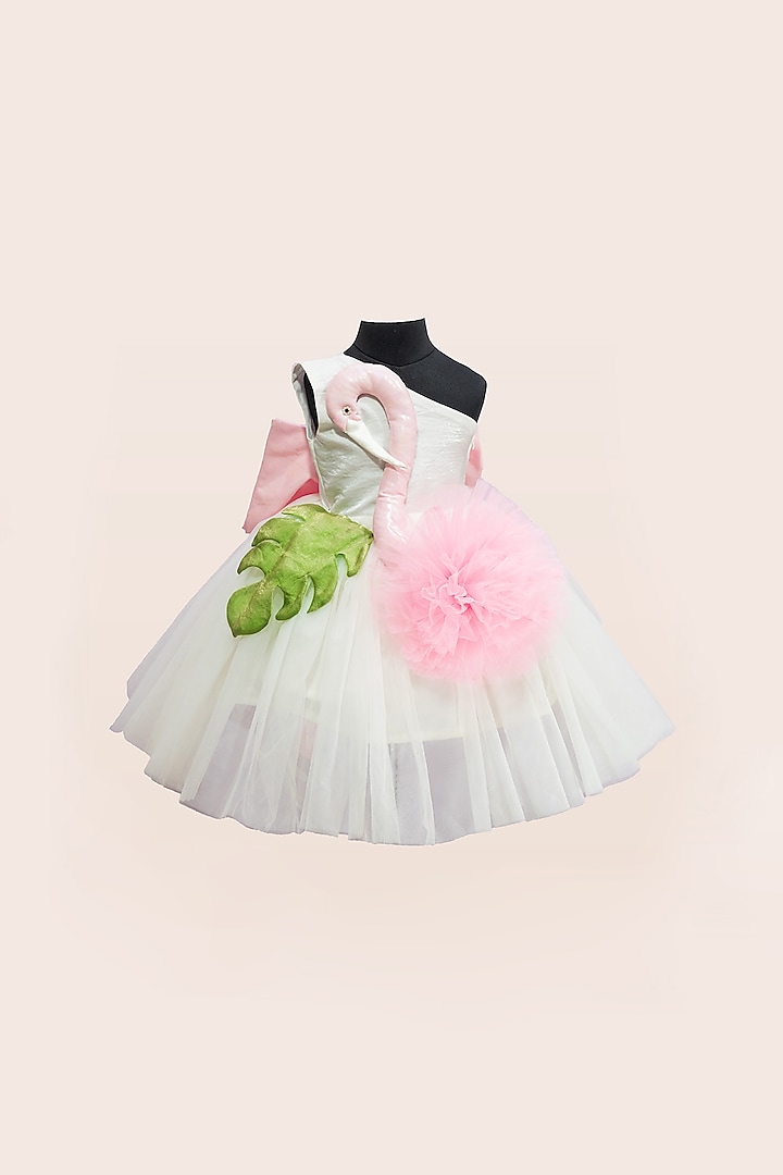 White Tulle & Satin Layered Dress For Girls by Fairy Frills at Pernia's Pop Up Shop