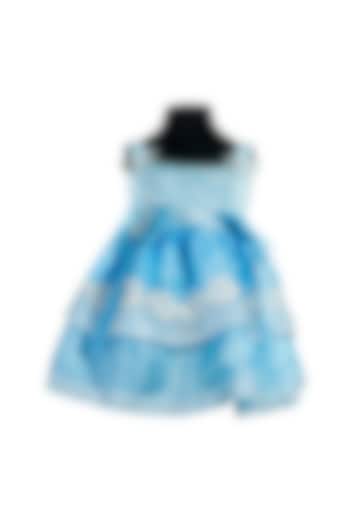 Sky Blue Silk & Lace Floral Embroidered Dress For Girls by Fairy Frills at Pernia's Pop Up Shop