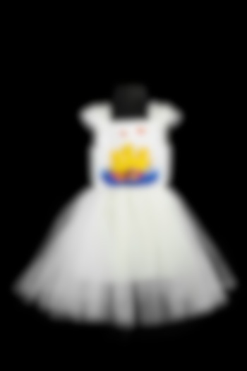 White Tulle & Silk Embroidered Dress For Girls by Fairy Frills at Pernia's Pop Up Shop