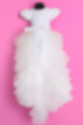 White Tulle & Satin Embroidered Dress For Girls by Fairy Frills at Pernia's Pop Up Shop