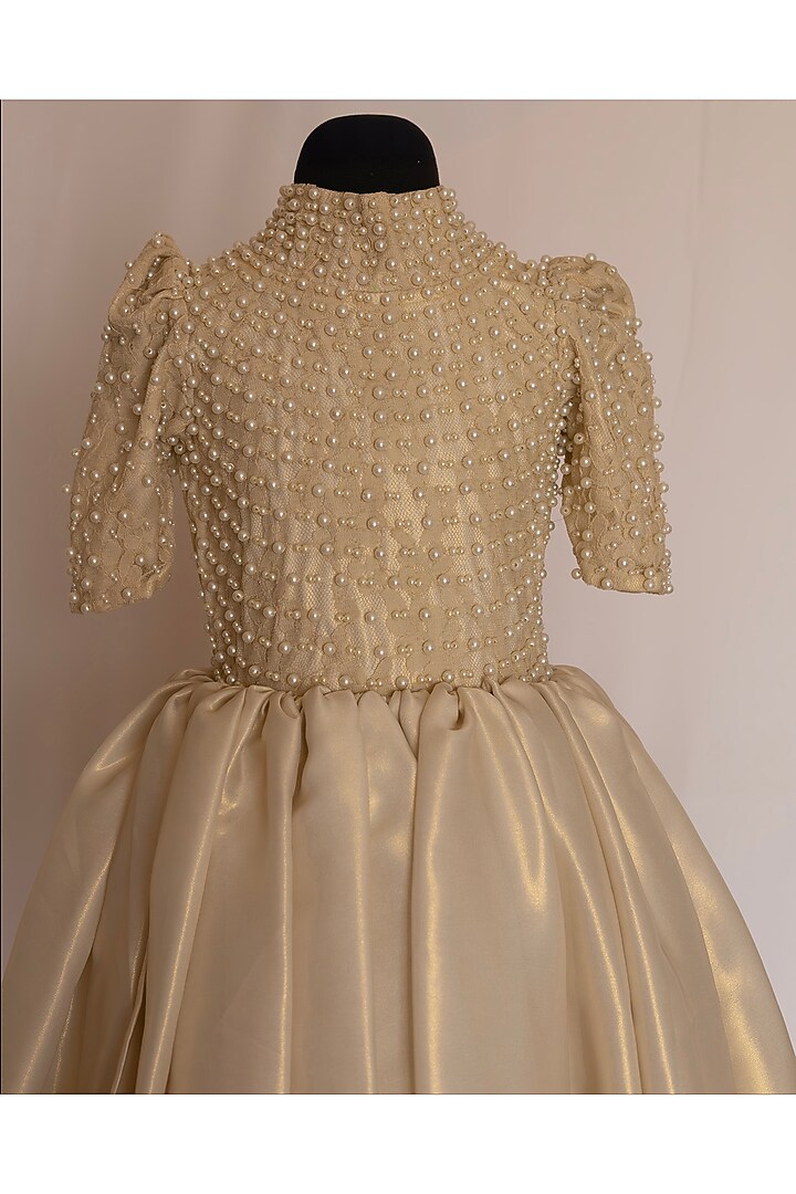 Ivory Silk & Lace Pearl Embroidered Dress For Girls by Fairy Frills at Pernia's Pop Up Shop