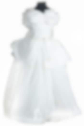 White Satin Embroidered Dress For Girls by Fairy Frills at Pernia's Pop Up Shop