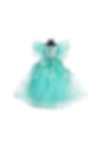 Mint Green Tulle & Satin Embroidered Dress For Girls by Fairy Frills at Pernia's Pop Up Shop
