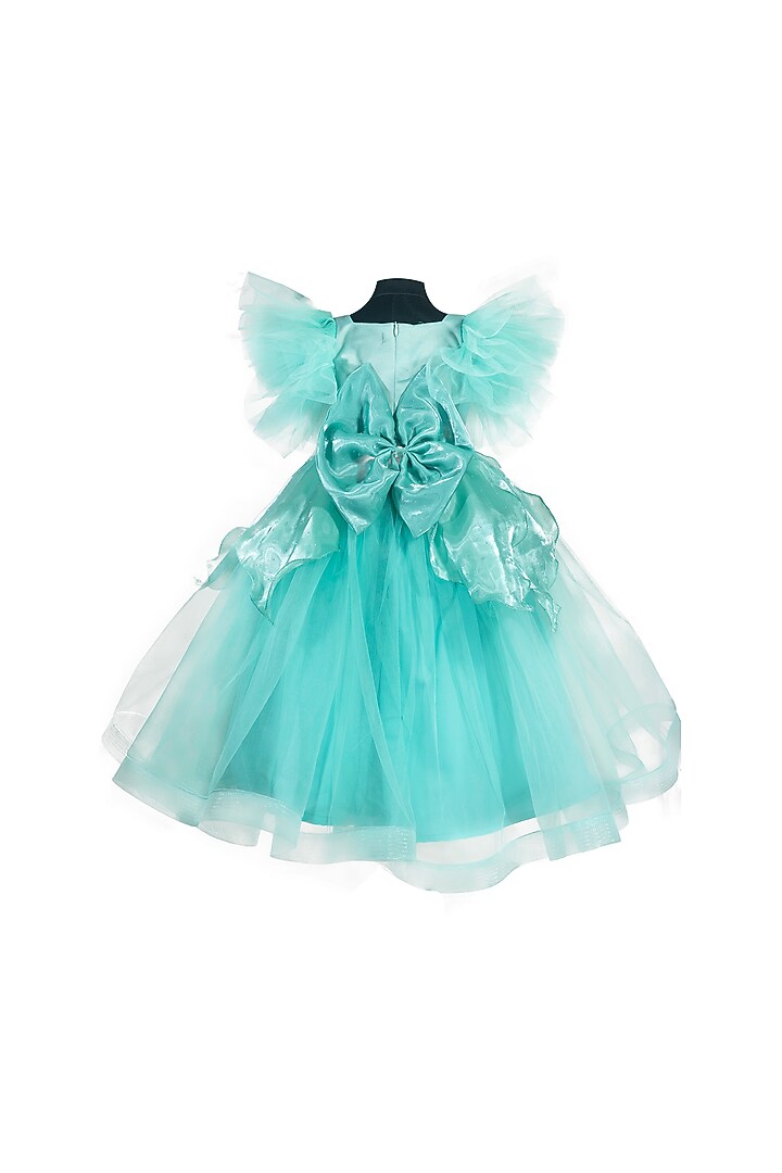 Mint Green Tulle & Satin Embroidered Dress For Girls by Fairy Frills at Pernia's Pop Up Shop