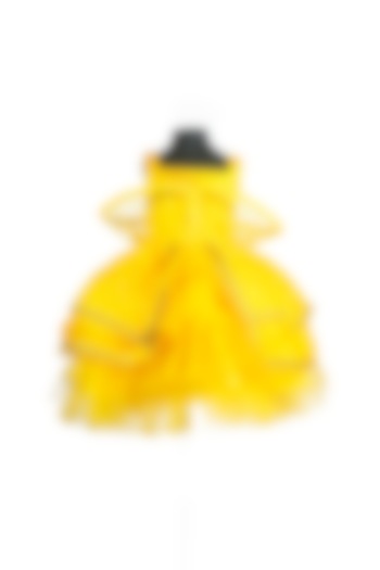 Yellow Organza & Tulle Embroidered Dress For Dress by Fairy Frills at Pernia's Pop Up Shop