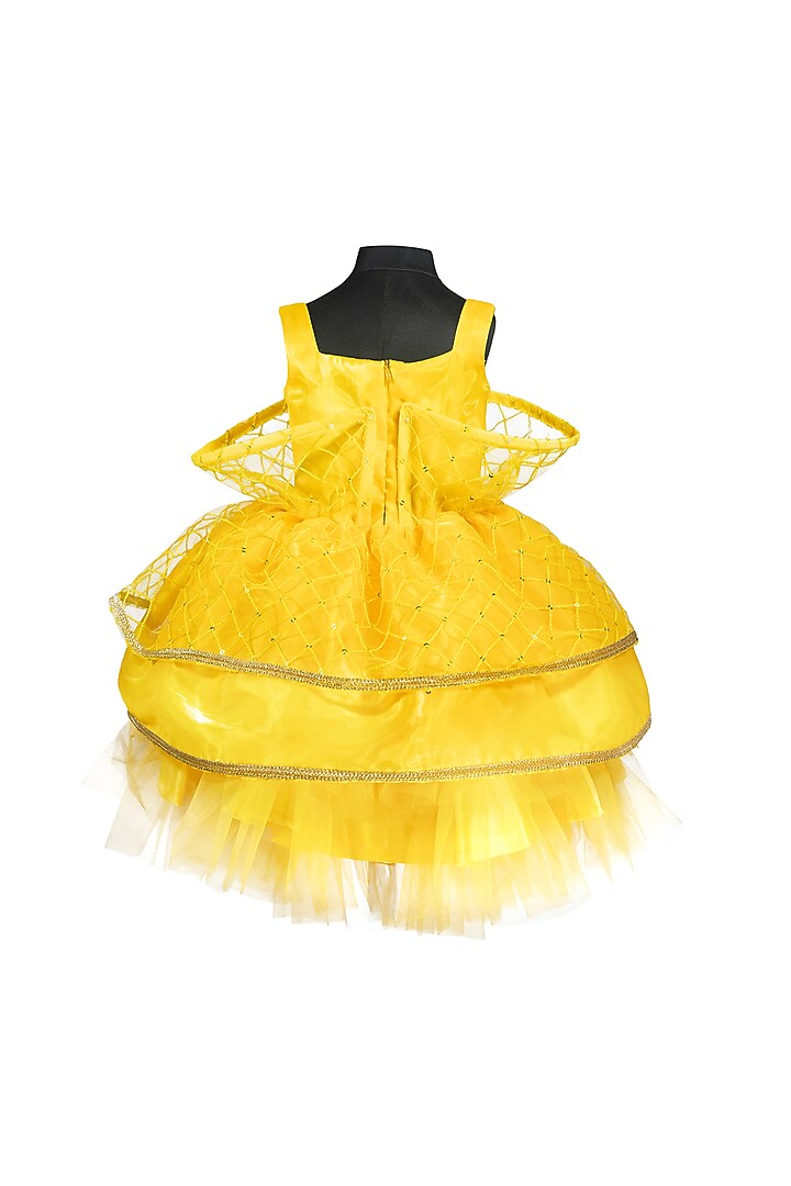 Yellow Organza & Tulle Embroidered Dress For Dress by Fairy Frills at Pernia's Pop Up Shop