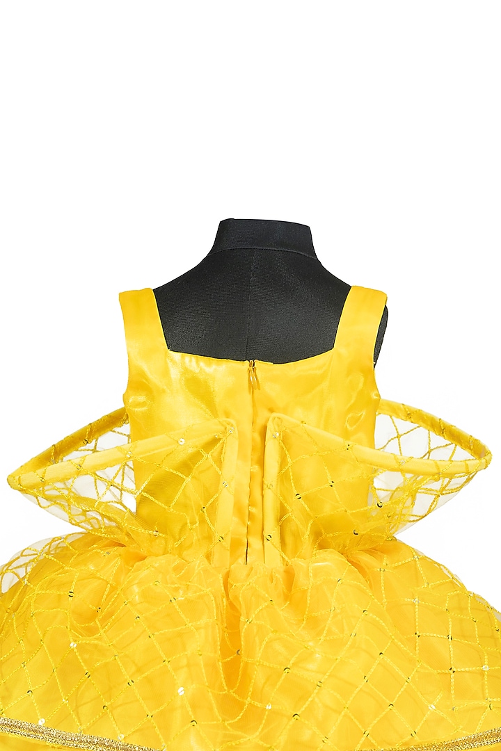 Yellow Organza & Tulle Embroidered Dress For Dress by Fairy Frills at Pernia's Pop Up Shop