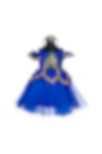 Blue Velvet & Tulle Embroidered Dress For Dress by Fairy Frills at Pernia's Pop Up Shop