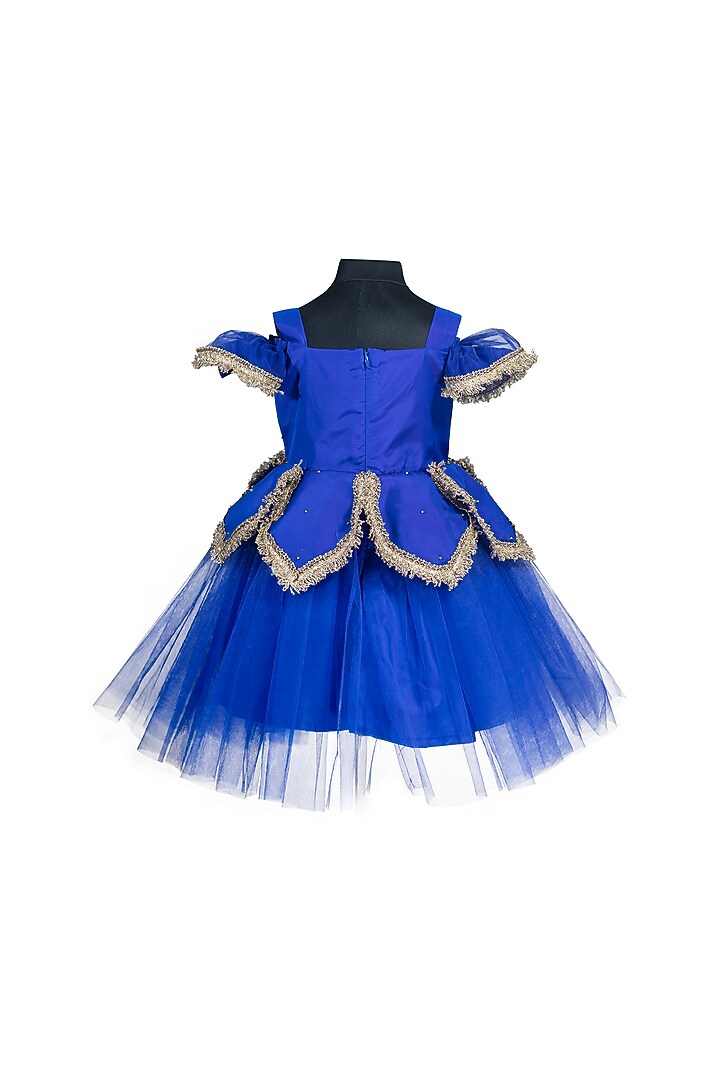 Blue Velvet & Tulle Embroidered Dress For Dress by Fairy Frills at Pernia's Pop Up Shop