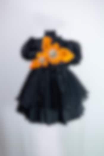 Black Silk Embellished Dress For Girls by Fairy Frills at Pernia's Pop Up Shop