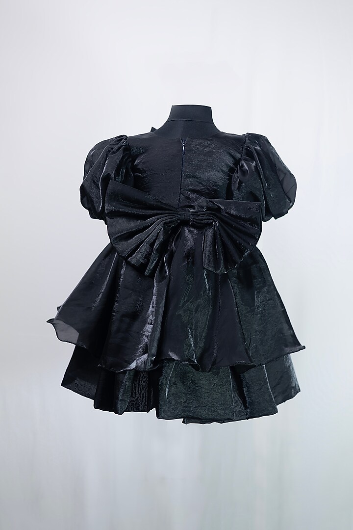 Black Silk Embellished Dress For Girls by Fairy Frills at Pernia's Pop Up Shop