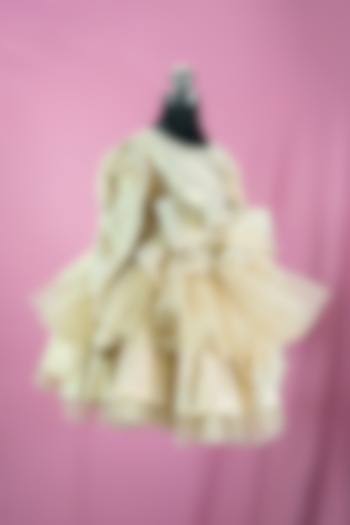 Gold Tulle & Satin Dress For Girls by Fairy Frills at Pernia's Pop Up Shop