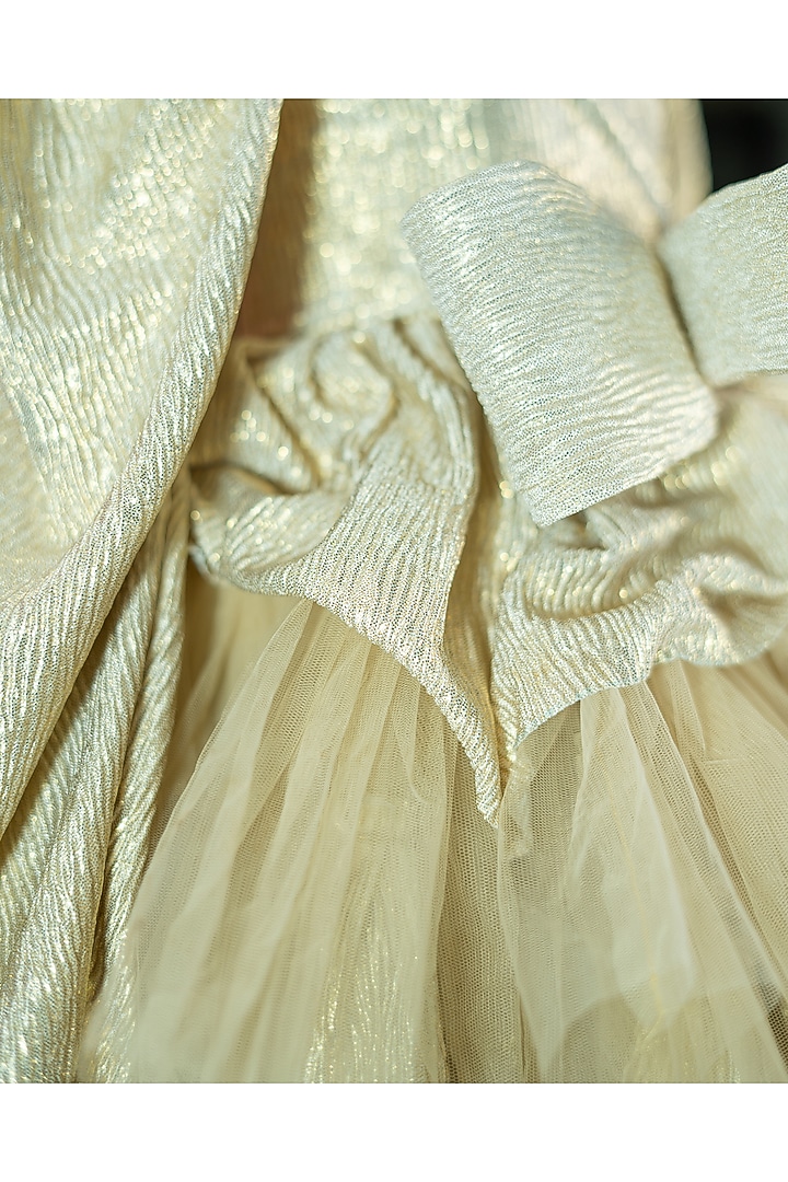 Gold Tulle & Satin Dress For Girls by Fairy Frills at Pernia's Pop Up Shop