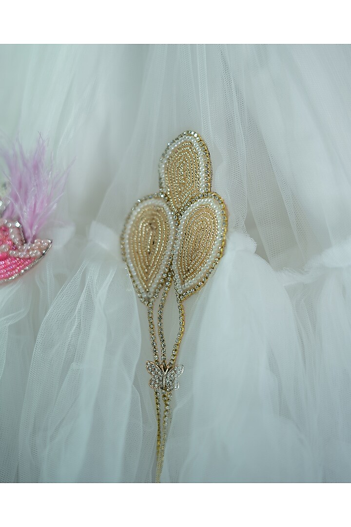 White Lace & Net Embellished Dress For Girls by Fairy Frills at Pernia's Pop Up Shop