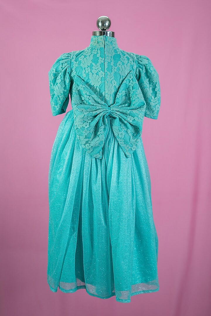 Teal Silk Dress For Girls by Fairy Frills at Pernia's Pop Up Shop