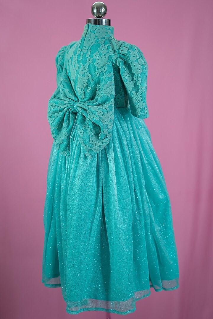 Teal Silk Dress For Girls by Fairy Frills at Pernia's Pop Up Shop