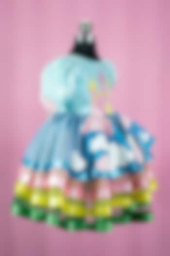 Light Blue Tulle & Satin Embroidered Dress For Girls by Fairy Frills at Pernia's Pop Up Shop