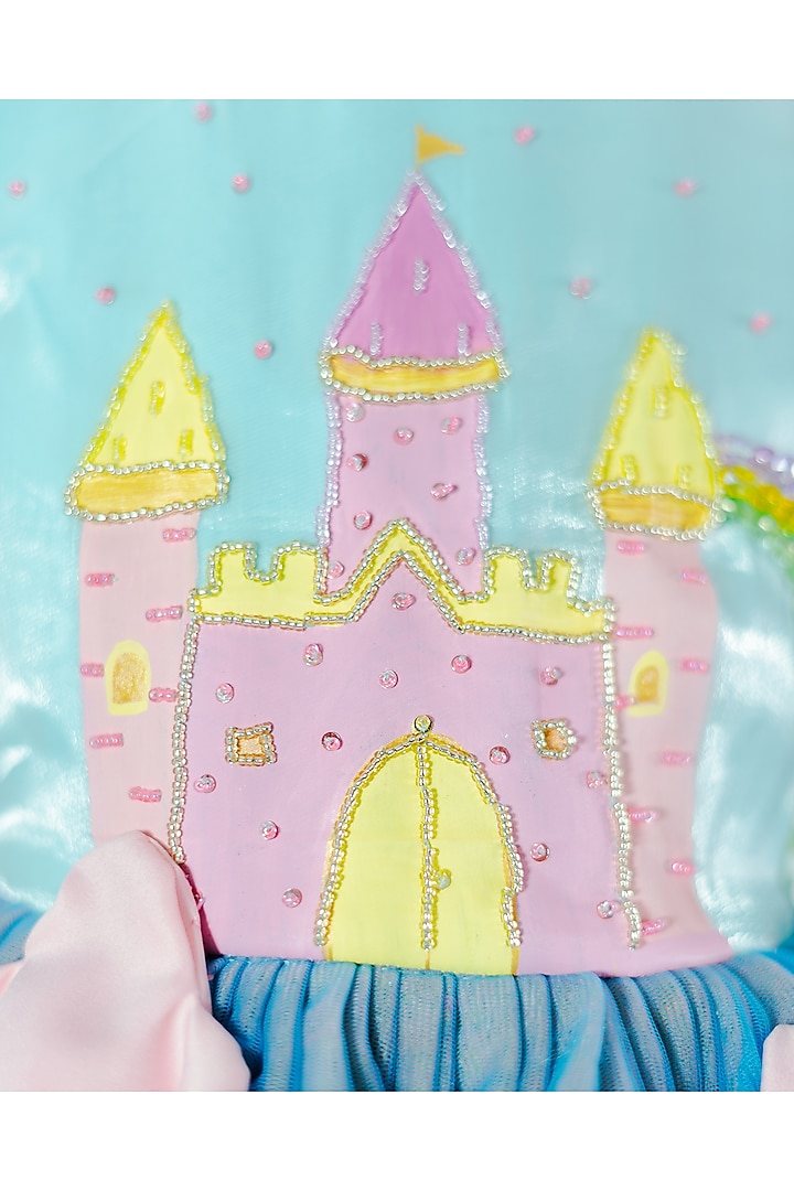 Light Blue Tulle & Satin Embroidered Dress For Girls by Fairy Frills at Pernia's Pop Up Shop