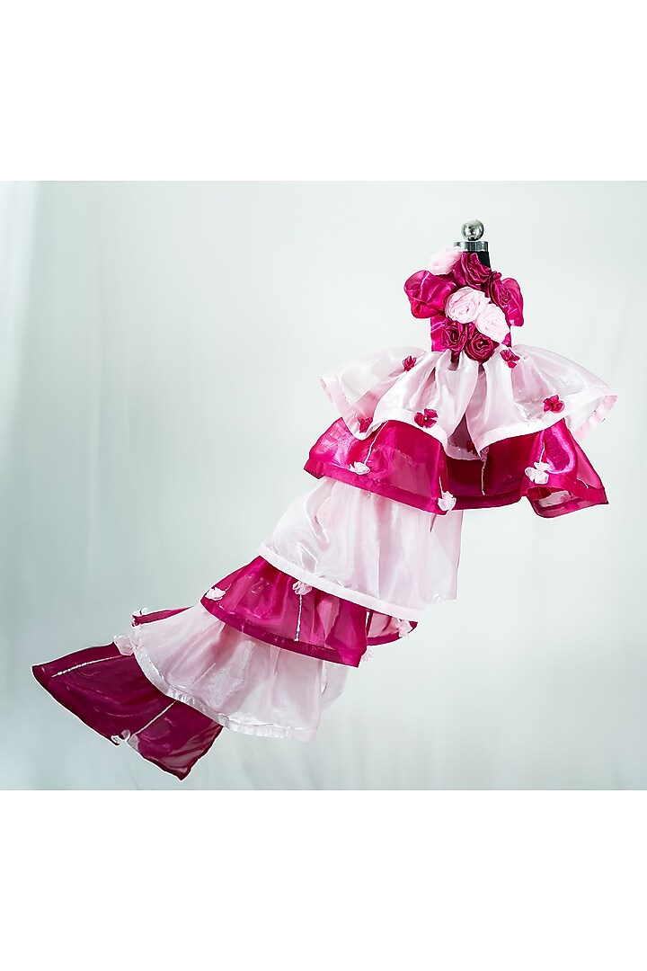 Pink Cotton & Silk Embroidered Ruffled Dress For Girls by Fairy Frills at Pernia's Pop Up Shop
