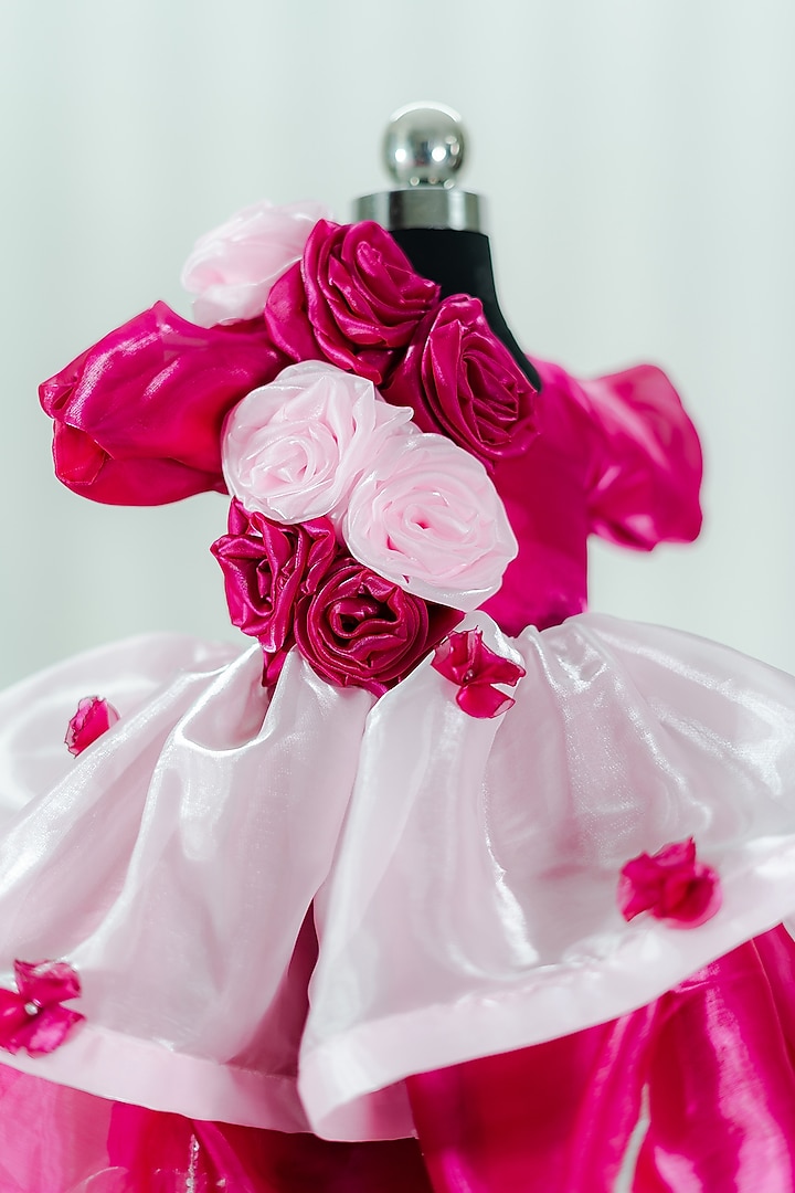 Pink Cotton & Silk Embroidered Ruffled Dress For Girls by Fairy Frills at Pernia's Pop Up Shop