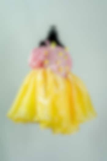 Yellow Cotton & Tulle Embroidered Dress For Girls by Fairy Frills at Pernia's Pop Up Shop
