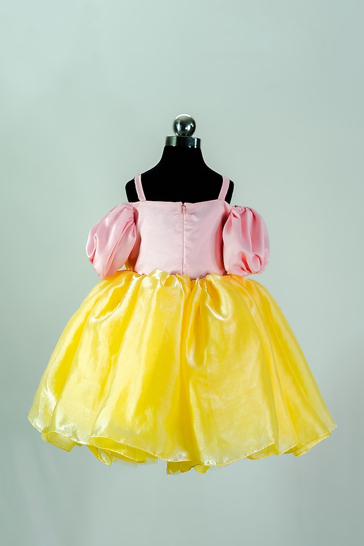 Yellow Cotton & Tulle Embroidered Dress For Girls by Fairy Frills at Pernia's Pop Up Shop