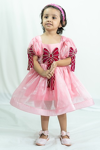 Pink Silk & Tulle Dress For Girls by Fairy Frills