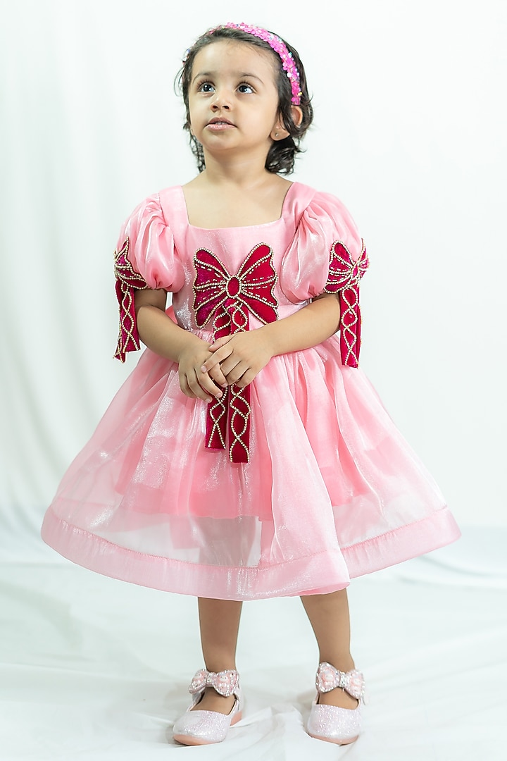 Pink Silk & Tulle Dress For Girls by Fairy Frills at Pernia's Pop Up Shop