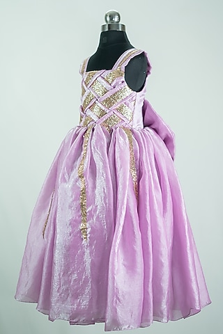 Lilac Silk Dress For Girls by Fairy Frills
