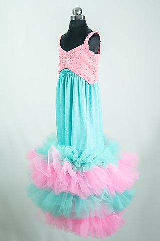 Pink Tulle & Silk Dress For Girls by Fairy Frills