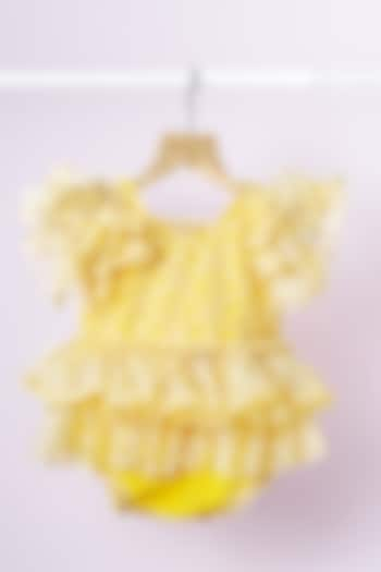 Yellow Lace Net Romper For Girls by Fairy Frills at Pernia's Pop Up Shop