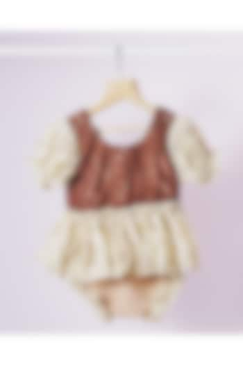 Rust Brown Net Romper For Girls by Fairy Frills at Pernia's Pop Up Shop