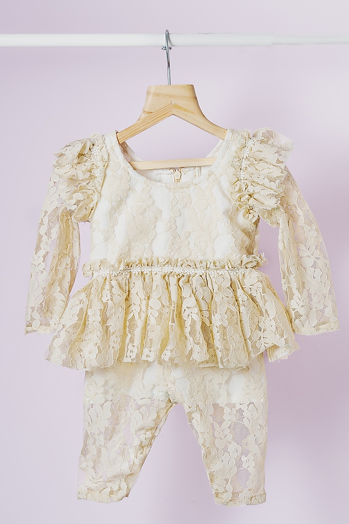 Ivory Lace Net Romper For Girls by Fairy Frills at Pernia's Pop Up Shop