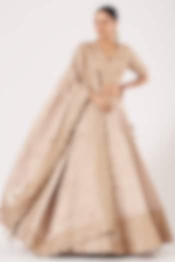 Crystal Pink Chanderi Bridal Lehenga Set by Faabiiana at Pernia's Pop Up Shop