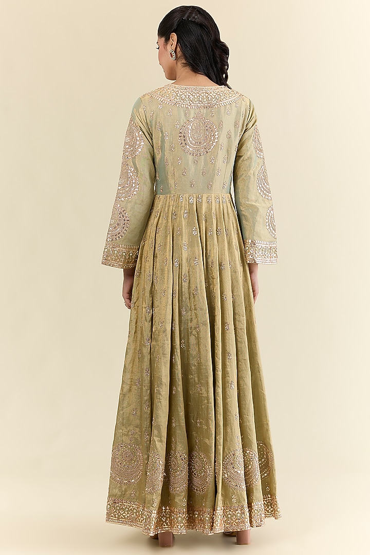 Gold Banarasi Heavy Tissue Bridal Anarkali Set by Faabiiana at Pernia's Pop Up Shop