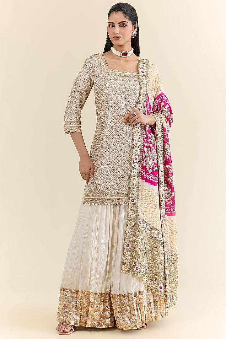 Ivory Silk Bridal Sharara Set by Faabiiana at Pernia's Pop Up Shop