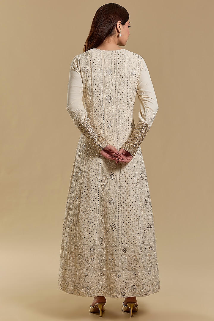 Ivory Chikankari Bridal Anarkali Set by Faabiiana at Pernia's Pop Up Shop