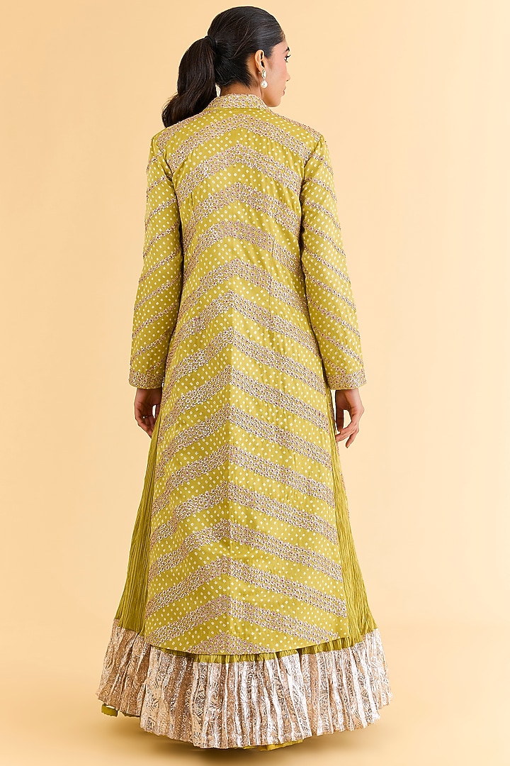 Mustard Gajji Silk Jacket Set by Faabiiana at Pernia's Pop Up Shop