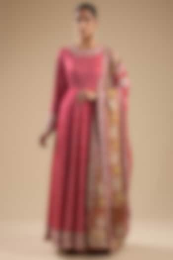 Red Gajji Embroidered Bridal Anarkali Set by Faabiiana at Pernia's Pop Up Shop