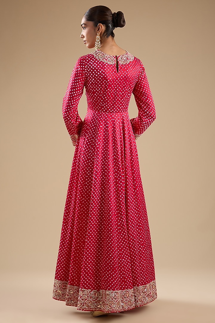 Red Gajji Embroidered Bridal Anarkali Set by Faabiiana at Pernia's Pop Up Shop